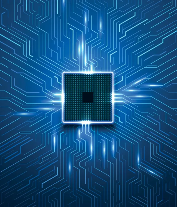 Illustration of a microchip representing the planning phase, symbolizing Trinergy’s detailed scope and requirement definition.