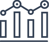 Data analytics icon showcasing Trinergy's solutions for data-driven insights and performance optimization.