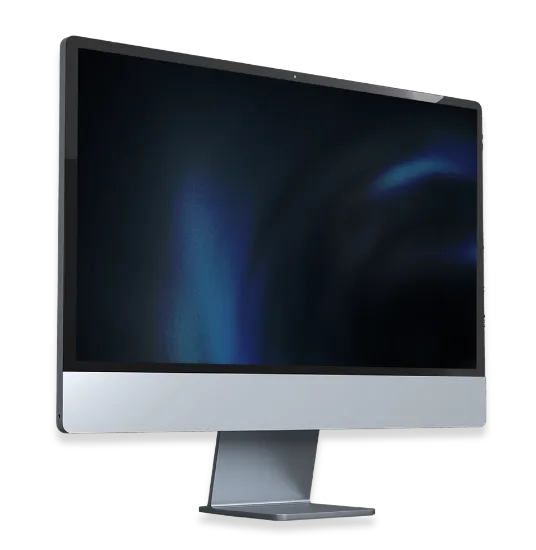 A sleek computer monitor showcasing Trinergy's UI/UX web design services, emphasizing user-centric and comprehensive web solutions.