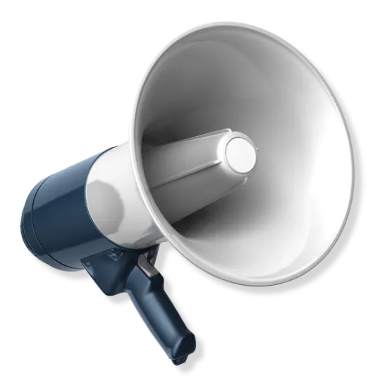 A megaphone symbolizing Trinergy's strategic digital campaigns for impactful and targeted marketing solutions.