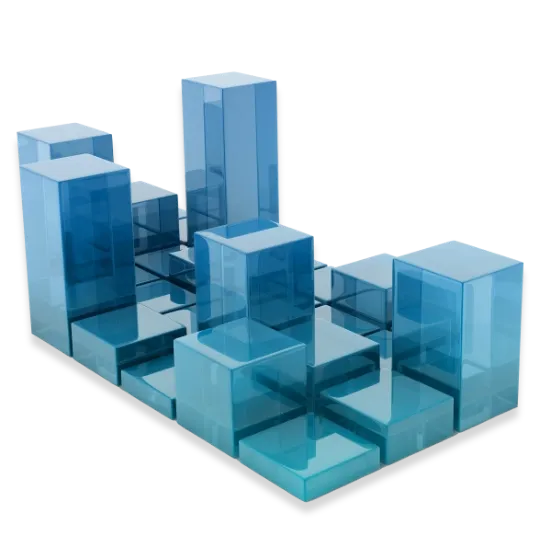 3D blue geometric blocks desig