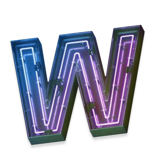 Neon letter "W" des