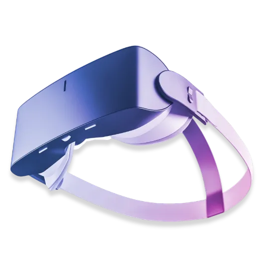 VR headset technology by Trinergy, showcasing modern immersive reality solutions with a sleek design.